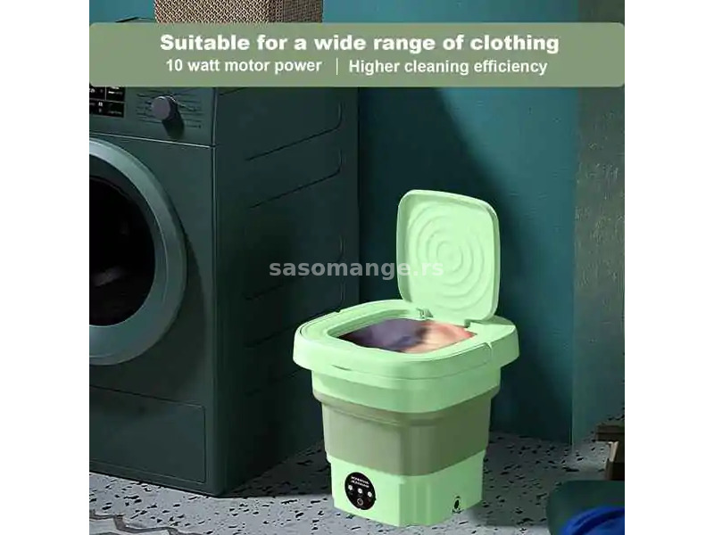 Mini mašina sklopiva za pranje veša zelena 10L