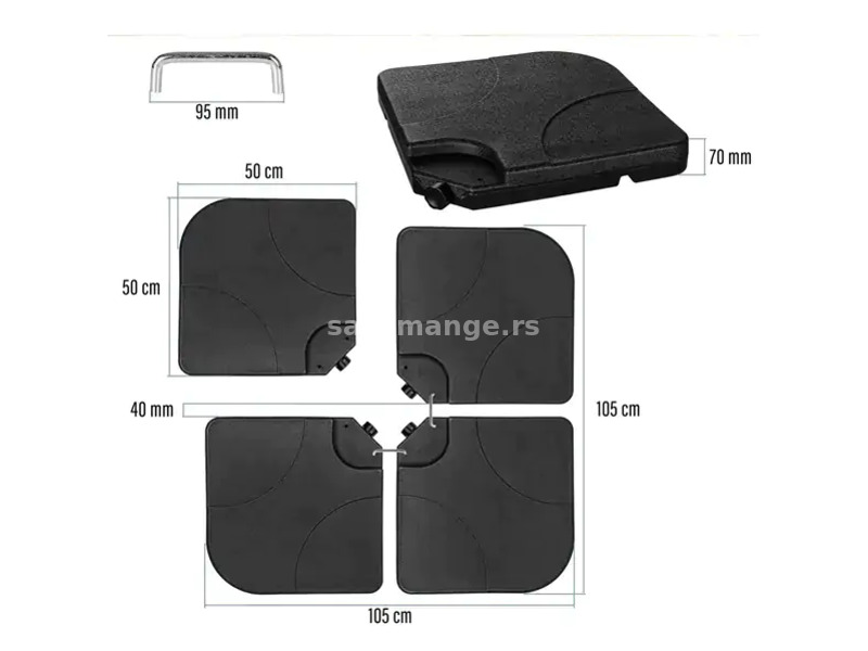 Postolje za suncobran iz 4 dela 1050x1050x75 mm