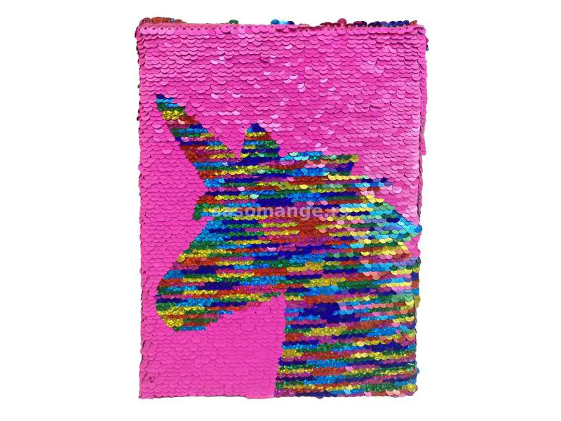 Svetlucavi spomenar Sequin Unicorn veličine 15 x 21 cm sa tvrdom koricom