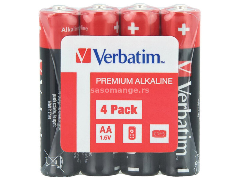 Baterija alkalna 1,5V AA pk4 Shrink Verbatim 49501 LR6