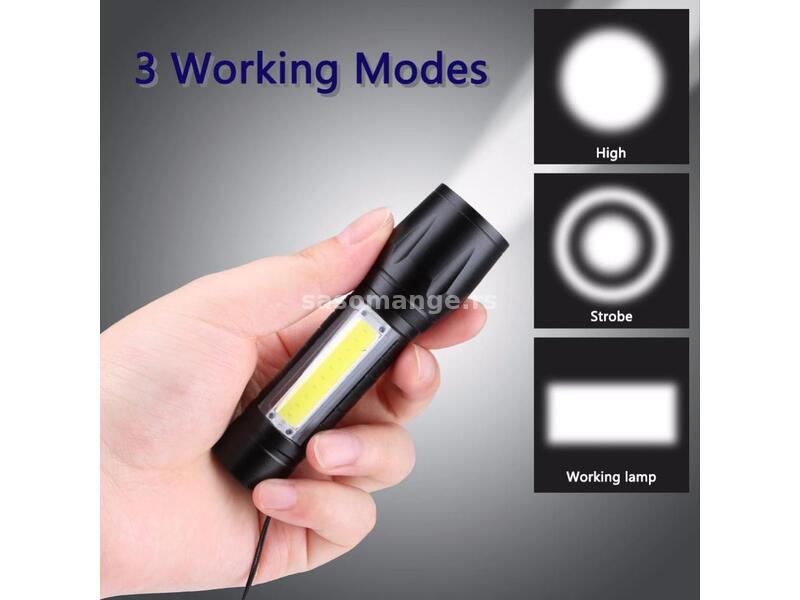 Baterijska lampa - USB punjenje KSPE + COB Svetlo - Vodootporna