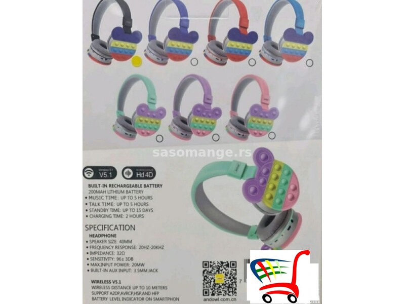 Bežične slušalice dečije blutut - slušalice za decu Q-MAX63 - Bežične slušalice dečije blutut - s...