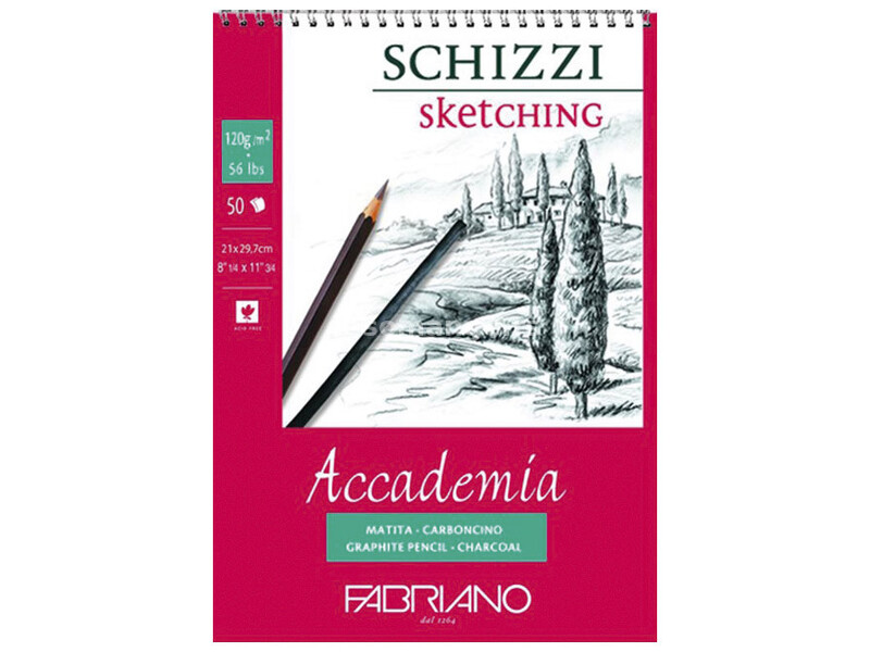Blok accademia schizzi sketching spirala 14,8x21cm 50L 120g Fabriano 44121421