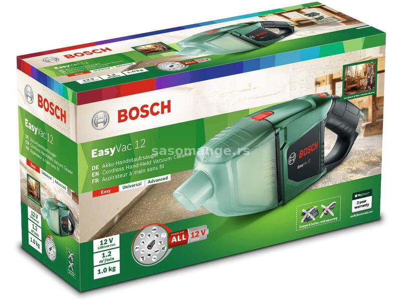 Bosch EasyVac 12 Solo bez baterije i punjača akumulatorski usisivač (06033D0000)