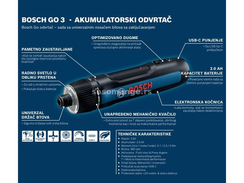 Akumulatorski odvrtač Bosch Go 3 (06019H2201)
