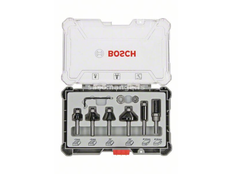 Bosch komplet glodala, 6 komada, Trim&amp;Edging držač od 6 mm ( 2607017468 )