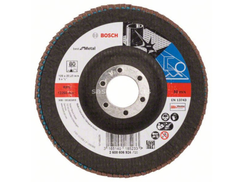 Bosch lamelni brusni disk X571, best for metal prečnik 125 mm granulacija 80, kolenasti ( 2608606...