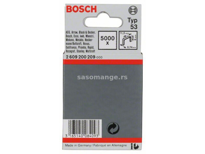 Bosch spajalica od tanke žice tip 53 11,4 x 0,74 x 6 mm ( 2609200209 )