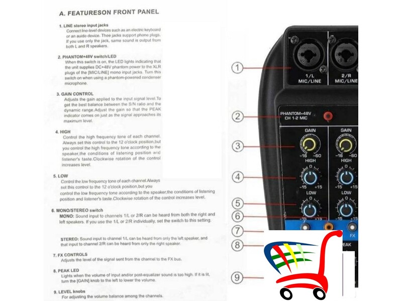 Cetvorokanalna mikseta USB sa pojacalom za mikrofonon - Cetvorokanalna mikseta USB sa pojacalom z...