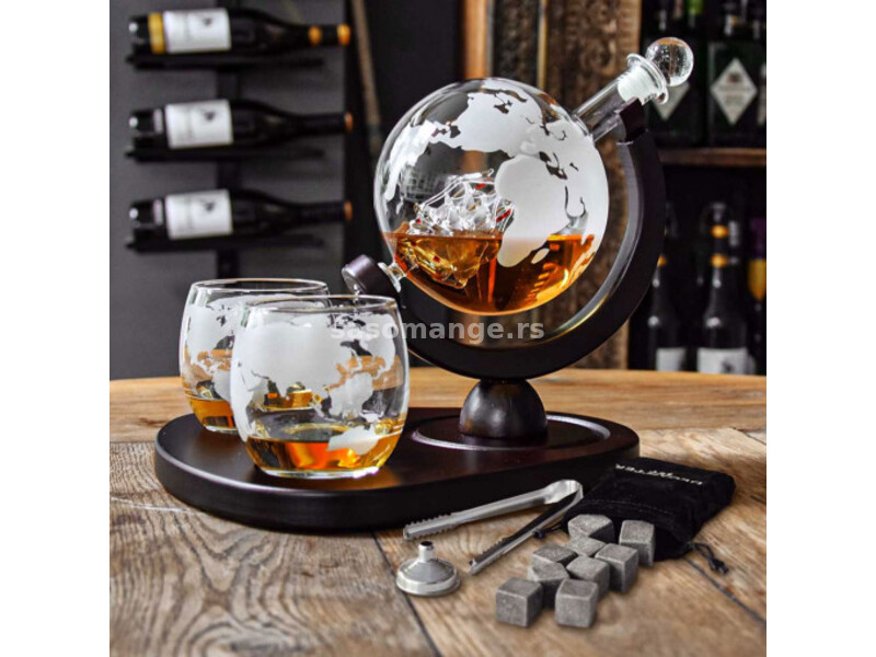 Luksuzna flaša u obliku globusa i dve čaše sa kontinentima. Odličan izbor za poslovni poklon ili...