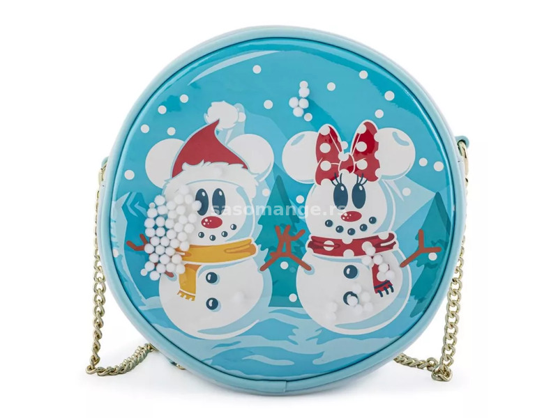 Disney Snowman Mickey Minnie Snow Globe Crossbody Bag