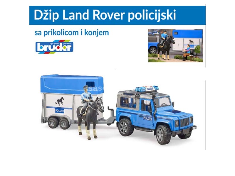 Džip Land Rover policijski sa prikolicom i konjem 025885