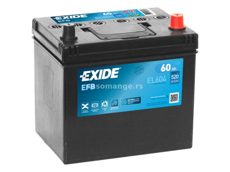 Akumulator EXIDE EFB Asia 12 V 60 Ah +D