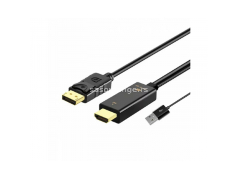 Fast Asia (OST05358) kabl HDMI (Muški) + USB 2.0 (Muski) na Display Port (Muski) 1.8m crni