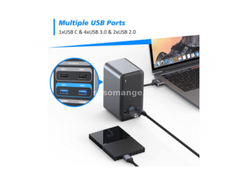 Fast Asia (OST05469) adapter tip C (muški) na 4x USB 3.0 (ženski),3x USB Tip C (ženski),2x HDMI (...