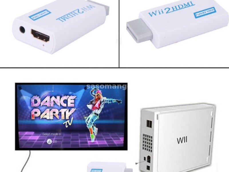 Wii na HDMI adapter sa 3.5mm izlazom zvuka 1080p
