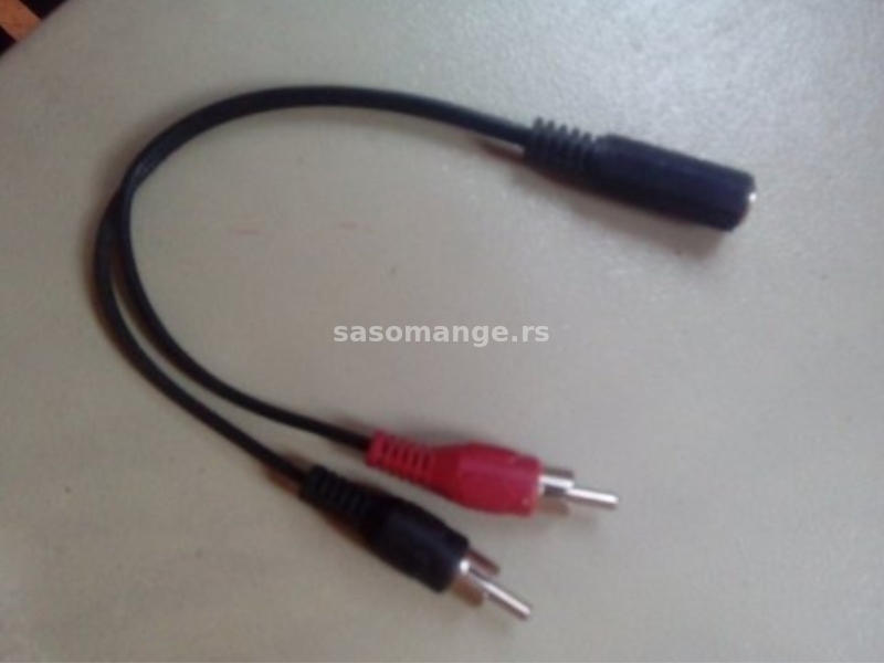 Audio Y Cable Adapter 2 Rca Male To 3.5mm Female Jack