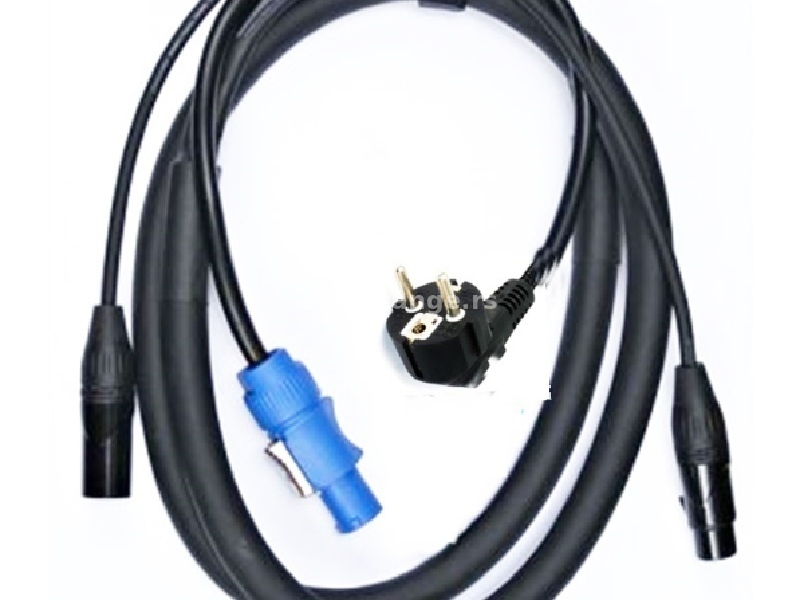 Audio Combi Cable Schuko - XLR F-Powerconnector A - XLR M 5m
