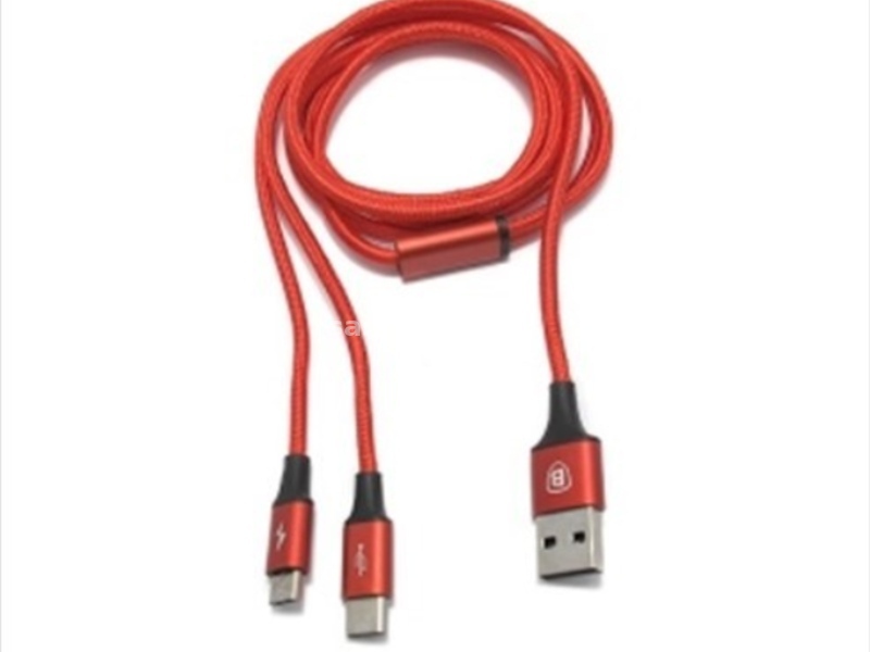 -USB data kabal BASEUS RAPID 2in1 micro/ Type C 1.2m crveni -