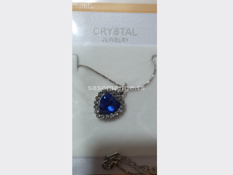 Extra cena! SET natik sa plavim kristalom u obliku srca