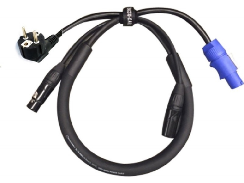 Audio Combi Cable Schuko - XLR F-Powerconnector A - XLR M 5m