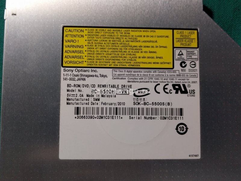 Sony PCG-81212M BluRay Disk