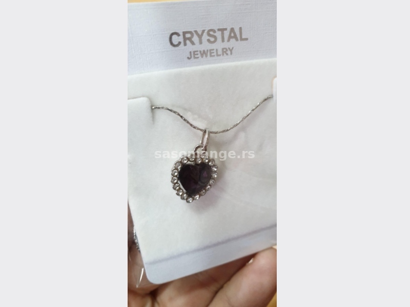 Extra cena! SET nakita sa crnim kristalom u obliku srca