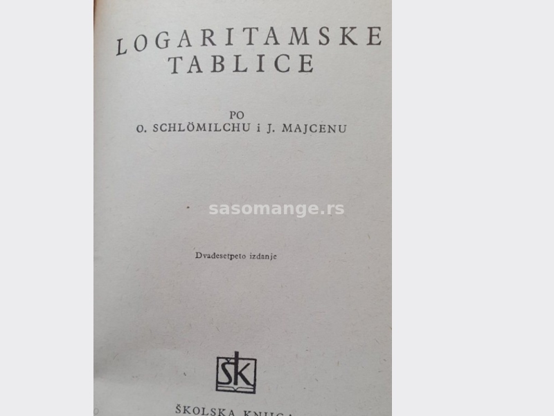Logaritamske tablice Školska knjiga Zagreb 1976