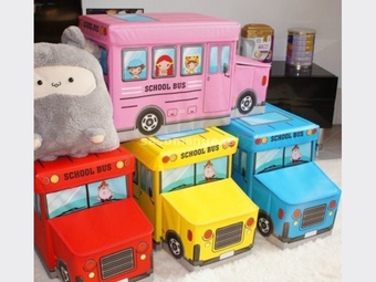 Dečiji tabure sa korpom za igračke Autobus Dečiji tabure