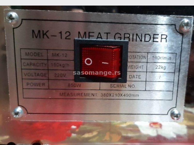 Profesionalna mašina za mlevenje mesa,Inox,12-ica.850w.Novo