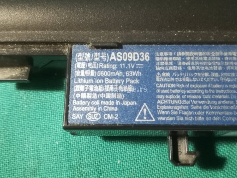 Acer TravelMate 8371 Baterija AS09D36