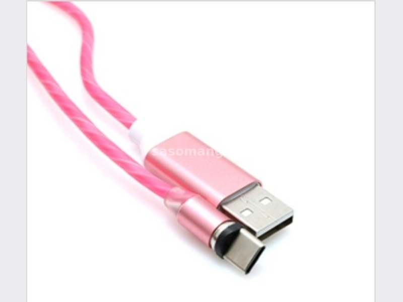 USB data kabal -USB data kabal X-CABLE Type C magnetni svetleci roze-