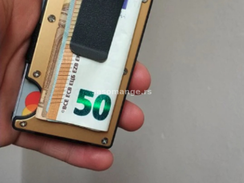 Novcanik za kartice i novac sa RFID zastitom metalni zuti