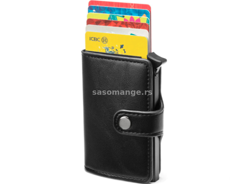 Novcanik za kartice i novac sa RFID zastitom CRNI kopca
