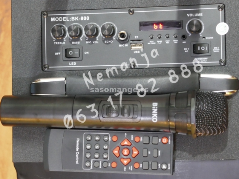 Blutut zvucnik KARAOKE + Bezicni mikrofon 60W BiNKO BK-800