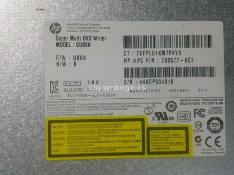 HP 15 S Serija 15-R G3 250 Optika DVD RW