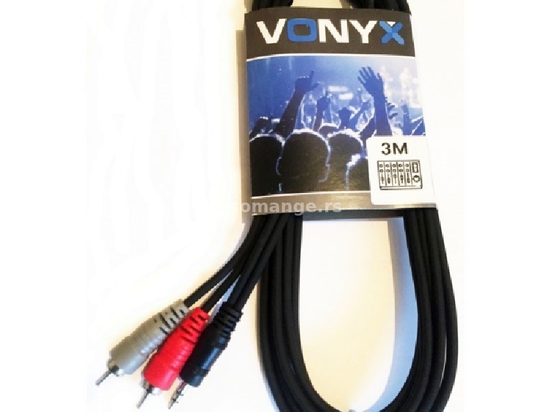 Vonyx 3.5mm Stereo- 2 xRCA Male Audio kabl 3m
