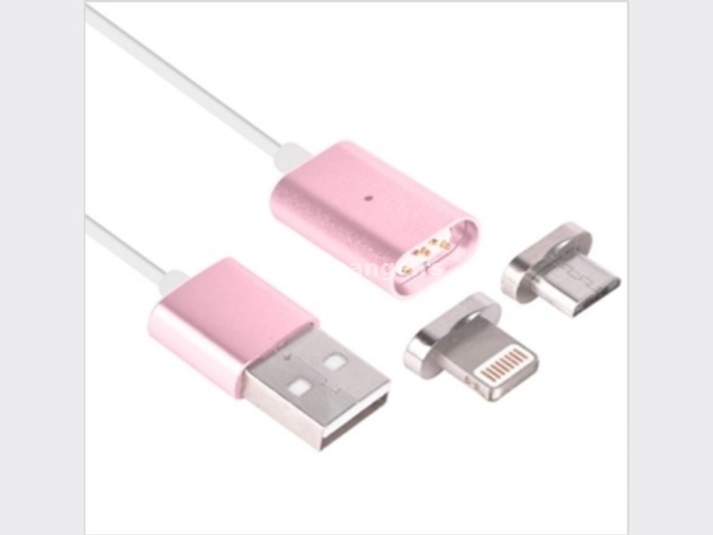 USB data kabal MAGNETNI 2in1 lightning/micro rozi 1m-