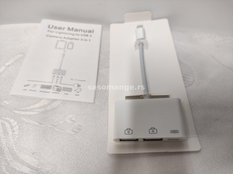 Adapter lightning na 2 USB camera reader 3u1 za iPhone