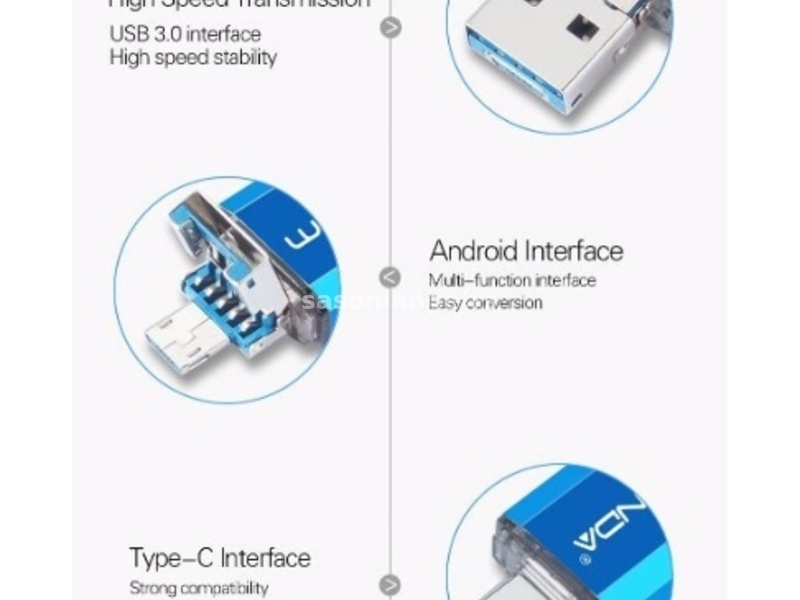 MULTI USB 3.0 OTG USB Flash Drive 3u1: Micro USB, Type-C&amp;USB