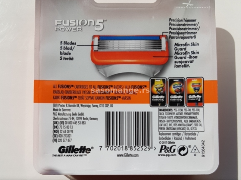 Gillette Fusion Power 8 ološka u pakovanju