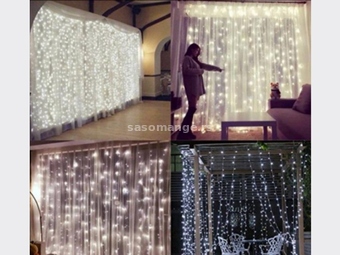 LED zavesa novogodišnja 3x3 metara Bela/Plava/RGB