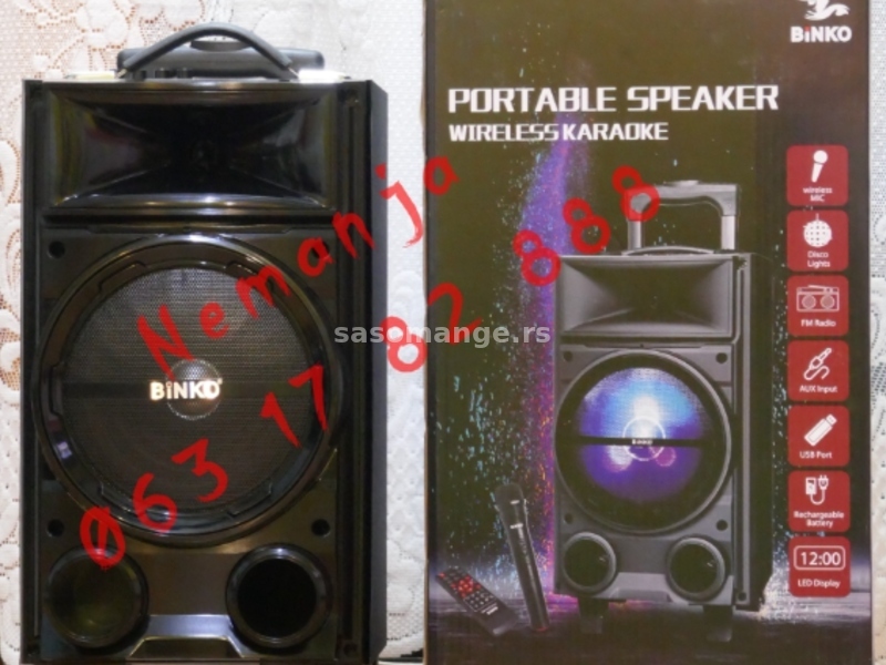 Blutut zvucnik KARAOKE + Bezicni mikrofon 60W BiNKO BK-800