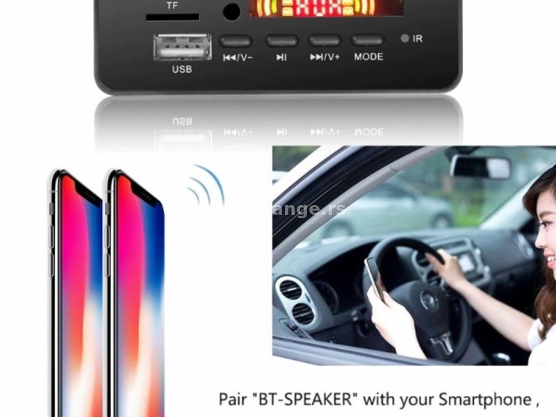 Bluetooth radio ugradni - MicroSD USB flesh AUX FM zvucnik