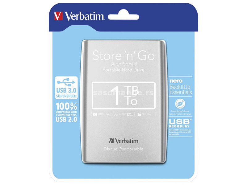 Hard disk 2.5" 1Tb USB 3.0 Verbatim 53071 srebrni