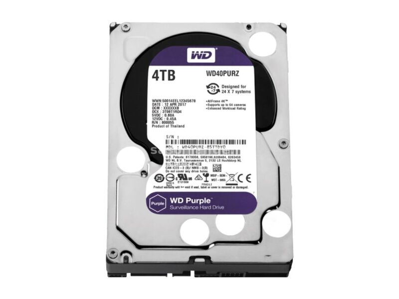 Hard disk 4TB SATA3 Western Digital Caviar 64MB WD40PURZ Purple