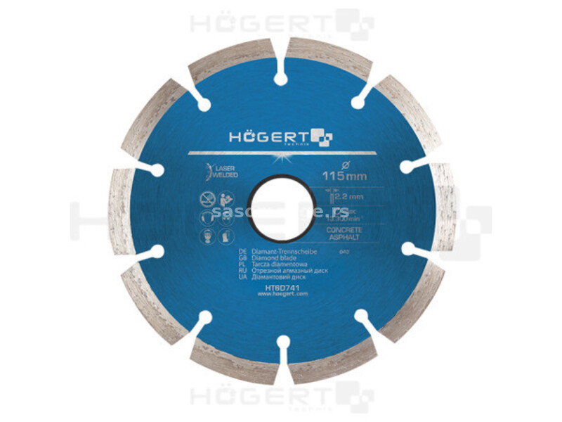 Hogert rezni segmentirani dijamntni disk, 115 mm, laserski varen ( HT6D741 )