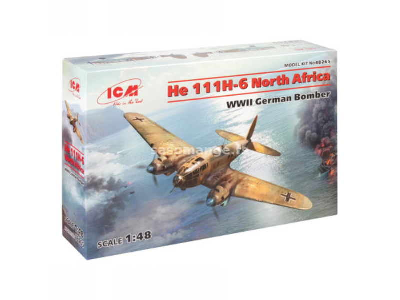 ICM Model Kit Aircraft - He 111H-6 North Africa WWII German Bomber 1:48 ( 060934 )