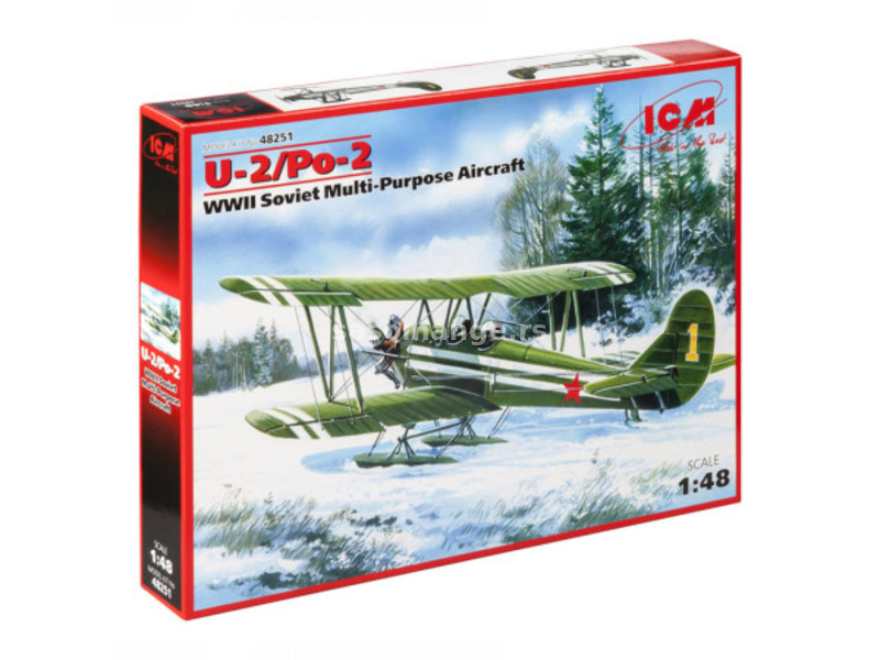 ICM Model Kit Aircraft - U-2/Po-2 WWII Soviet Multi-Purpose Aircraft 1:48 ( 060929 )