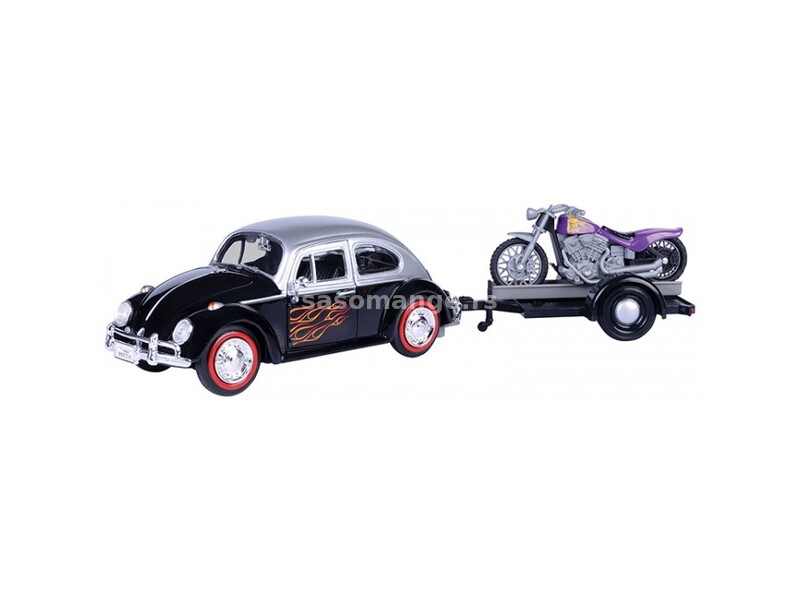 Metalni auto 1:24 Volkswagen Beetle Motorible Trailer